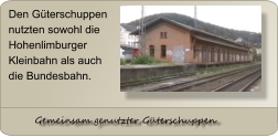 Den Güterschuppen nutzten sowohl die Hohenlimburger Kleinbahn als auch die Bundesbahn. Gemeinsam genutzter Güterschuppen