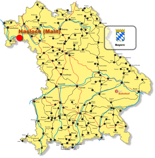 Wurzbach Lichtenfels Bamberg Erlangen Ingolstadt Tutzing Oberau Aschaffenburg Treuchtlingen Mittenwald Donauwörth Wüzburg Nürnberg Regensburg Plattling Passau Augsburg Murnau Günzburg München Melrichstadt Fludungen Ebenhausen Bad Kissingen Schweinfurt Kitzingen Gemünden Kahl Schönkrippen Miltenberg Ebern Coburg Bad Rodach Sonneberg Behringersmühle Ebermannstadt Forchheim Strullendorf Schlüsselfeld Fürth Markt Erlbach Cadolzburg Neustadt (Aisch) Steinach Rothenburg a.d.T. Ansbach Dombühl Windsbach Wickelsgreuth Pleinfeld Gunzenhausen Maxhütte-Haidhof Burglengenfeld Schwandorf Cham Waldmünchen Furth im Wald Grenze Lahm Weiden Neunkirchen Siegelsdorf Kirchenlaibach Schnabelwaid Bayreuth Weidenberg Neuenmarkt Wirsberg Münchberg Helmbrechts Hof Bad Steben Selb Stadt Schirnding Marktredwitz Neukirchen Simmelsdorf- Hüttenbach Hergatz Lindau Neu-Ulm Memmingen Mindelheim Buchloe Türkheim Bad Wörishofen Biessenhofen Füssen Kempten Garmisch- Partenkirchen Griesen  Grenze Pfronten Grenze Oberstdorf Immenstadt Oberammergau Weilheim Schöngau Landsberg Kaufering Bobingen Markt Wald Gessertshausen Mering Geltendorf Nördlingen Obertraubling Radldorf Neufahrn Eggmühl Langquaid Neuhausen Landshut Herrsching Wolfratshausen Dachau Altomünster München Flughafen Erding Markt Schwaben Grafing Wasserburg Neufahrn Mühldorf Neumarkt- St. Veit Rosenheim Deisenhofen Holzkirchen Kreuzstraße Lenggries Kochel Tegernsee Bayrischzell Traunstein Freyung Grafenau Zwiesel Bayrisch Eisenstein Bodenmais Viechtach Gotteszell Tüßling Burghausen Garching Obing Bad Endorf Feucht Waging Ruhpolding Freilassing Kufstein Grenze Mittenwald Grenze Hochstadt- Waigolhausen Marktzeuln Bayern Hasloch (Main)